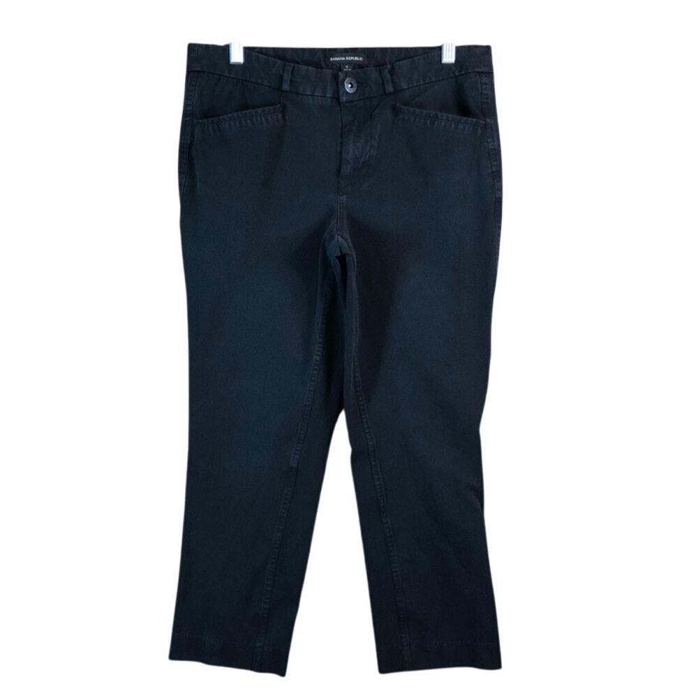 Banana Republic Womens Pants Black Mid Rise Cropped Chino Stretch 6